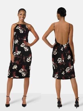 Vintage Reformation Eve Knee Length Floral Backless Dress Small S